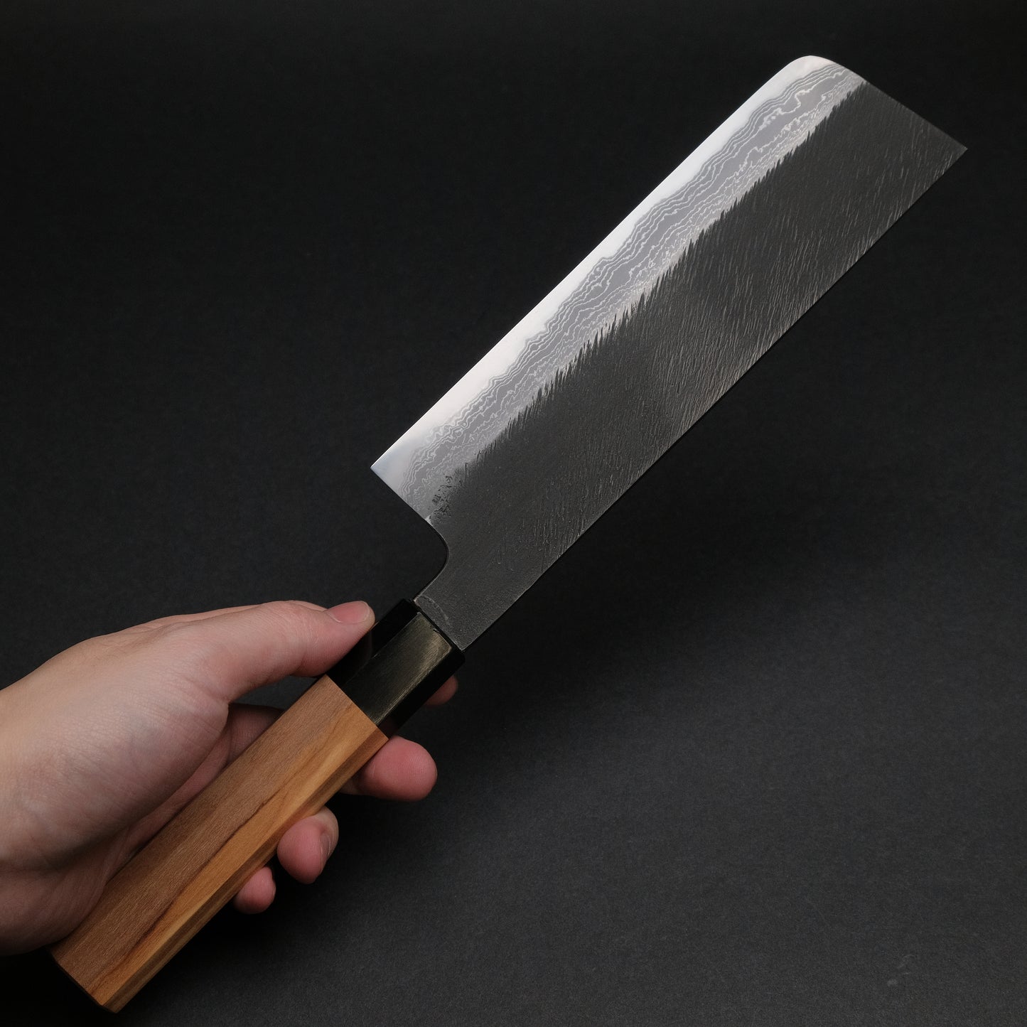Ajikataya White #2 Matsuba Damascus Nakiri 180 Olive x Buffalo Horn Handle (#17)