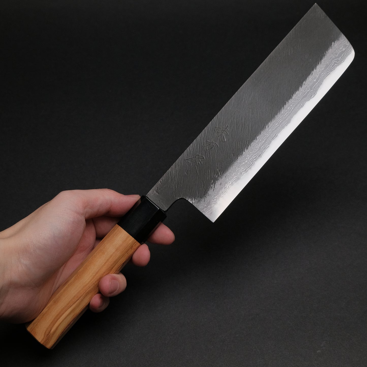 Ajikataya White #2 Matsuba Damascus Nakiri 180 Olive x Buffalo Horn Handle (#17)