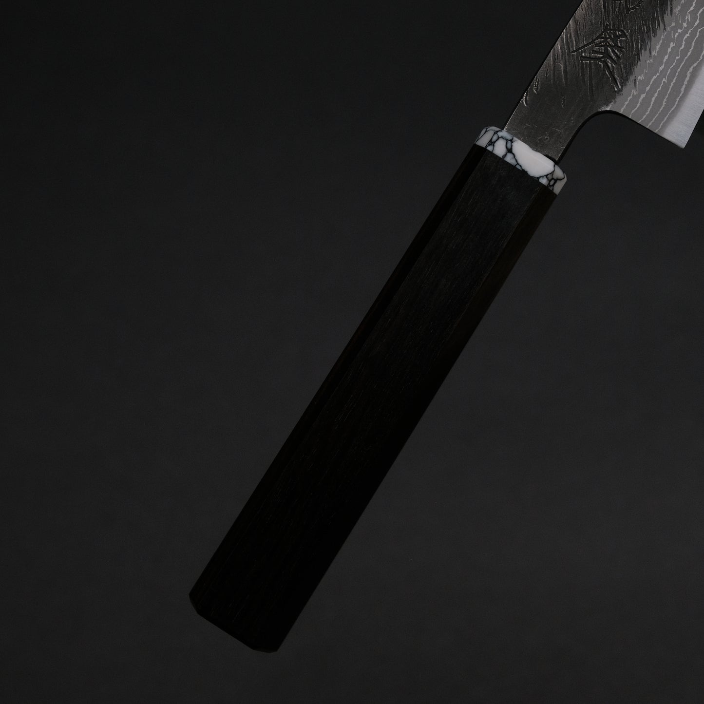 Ajikataya White #2 Matsuba Damascus Petty 80 Ebony/ TQ Handle (#34)