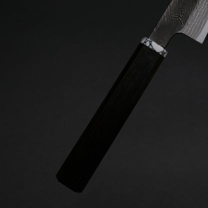 Ajikataya White #2 Matsuba Damascus Petty 80 Ebony/ TQ Handle (#34)