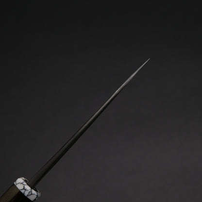 Ajikataya White #2 Matsuba Damascus Petty 80 Ebony/ TQ Handle (#34)
