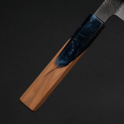 Ajikataya White #2 Matsuba Damascus Petty 80 Olive/ Resin Handle (#30)