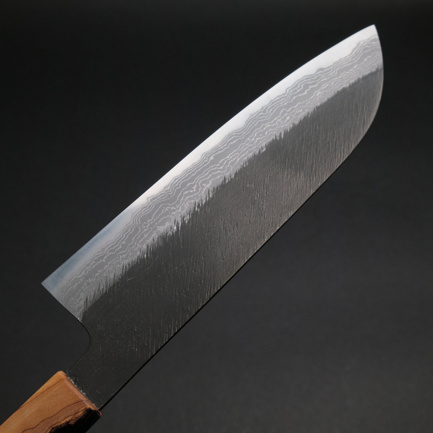 Ajikataya White #2 Matsuba Damascus Santoku 180 Olive/ Resin Handle (#19)