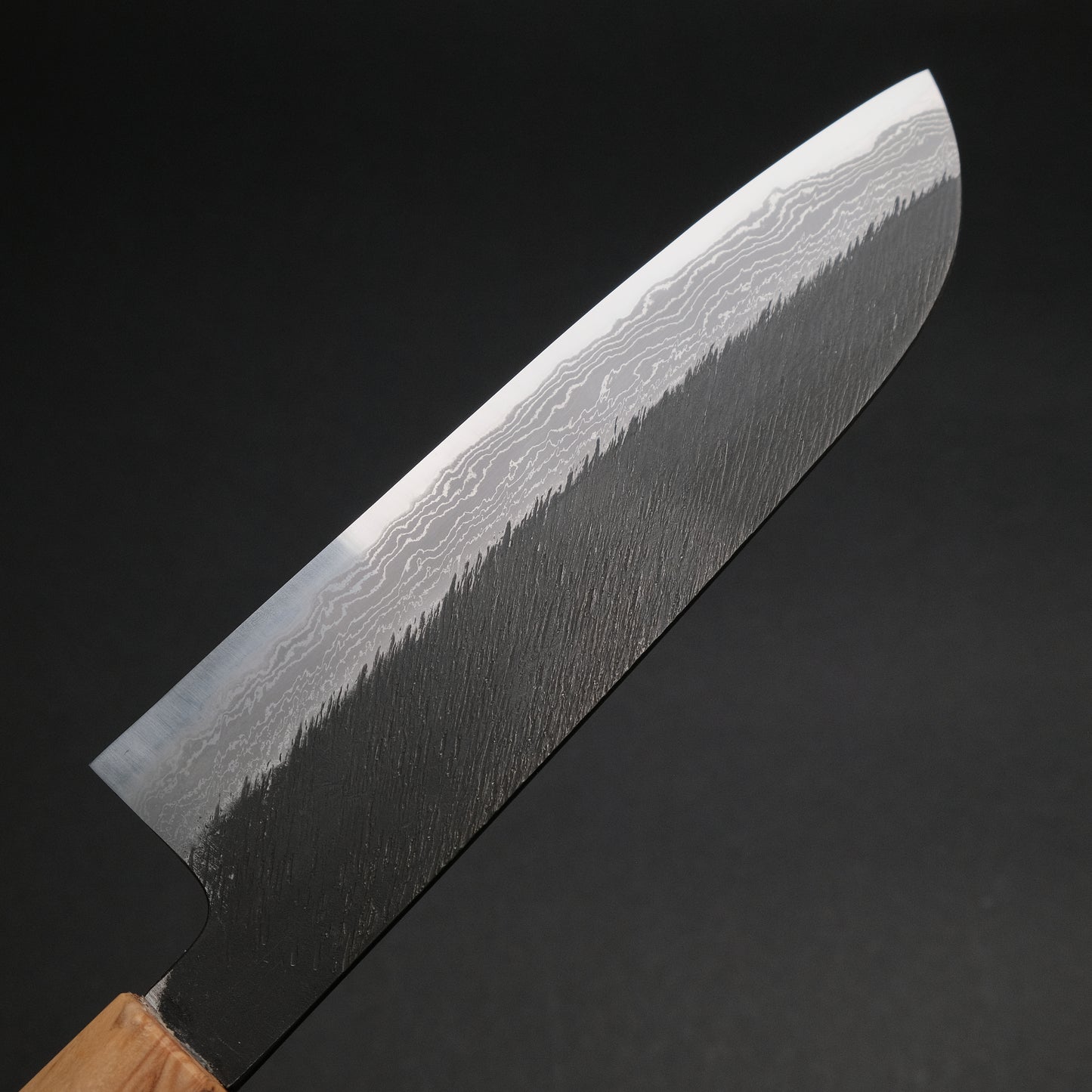 Ajikataya White #2 Matsuba Damascus Santoku 180 Olive/ Resin Handle (#19)