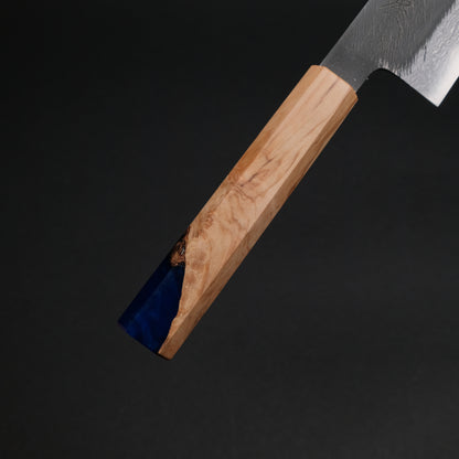 Ajikataya White #2 Matsuba Damascus Santoku 180 Olive/ Resin Handle (#19)