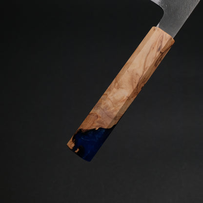 Ajikataya White #2 Matsuba Damascus Santoku 180 Olive/ Resin Handle (#19)