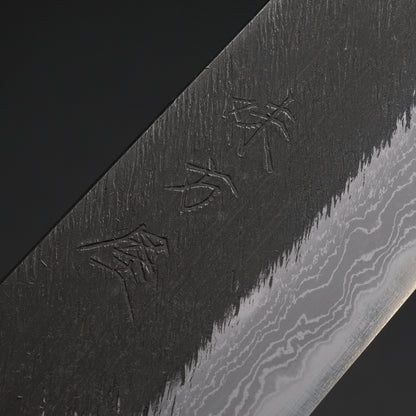 Ajikataya White #2 Matsuba Damascus Santoku 180 Olive/ TQPRV Handle (#20)