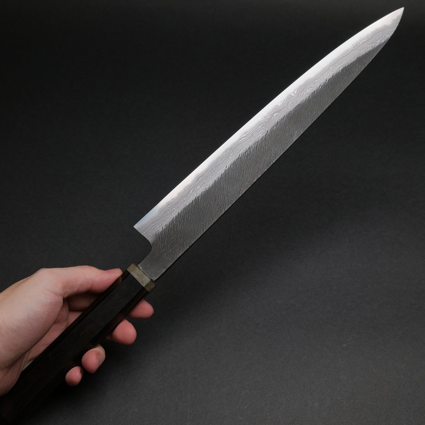 Ajikataya White #2 Matsuba Damascus Sujihiki 270 Ebony x Stabilizedwood Handle (#05)