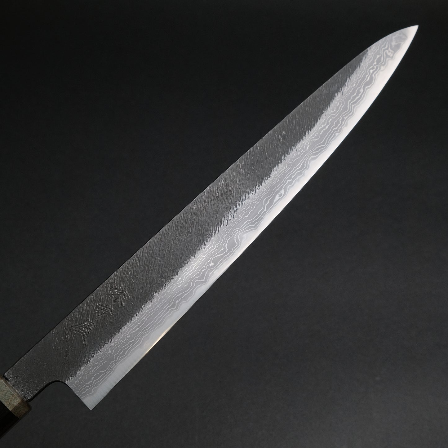 Ajikataya White #2 Matsuba Damascus Sujihiki 270 Ebony x Stabilizedwood Handle (#05)