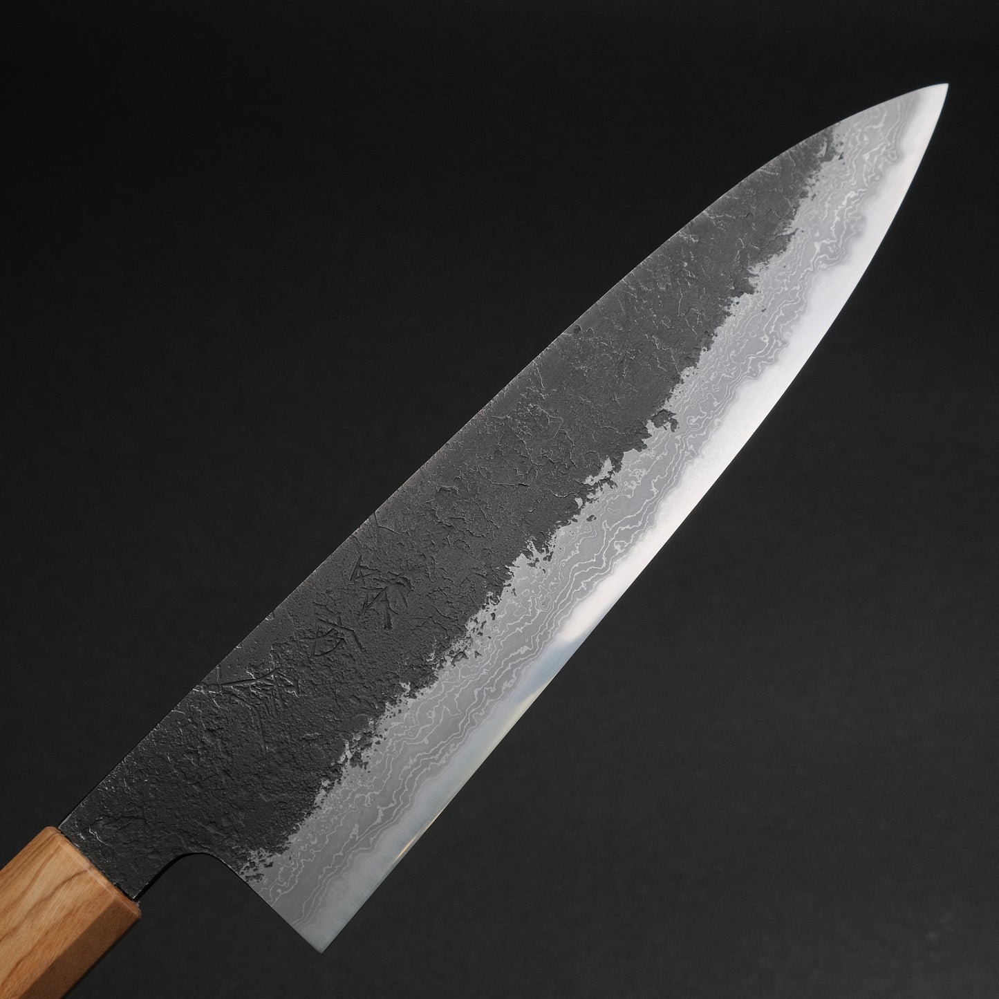 Ajikataya White #2 Nashiji Damascus Gyuto 210 Olive/ Resin Handle (#46)