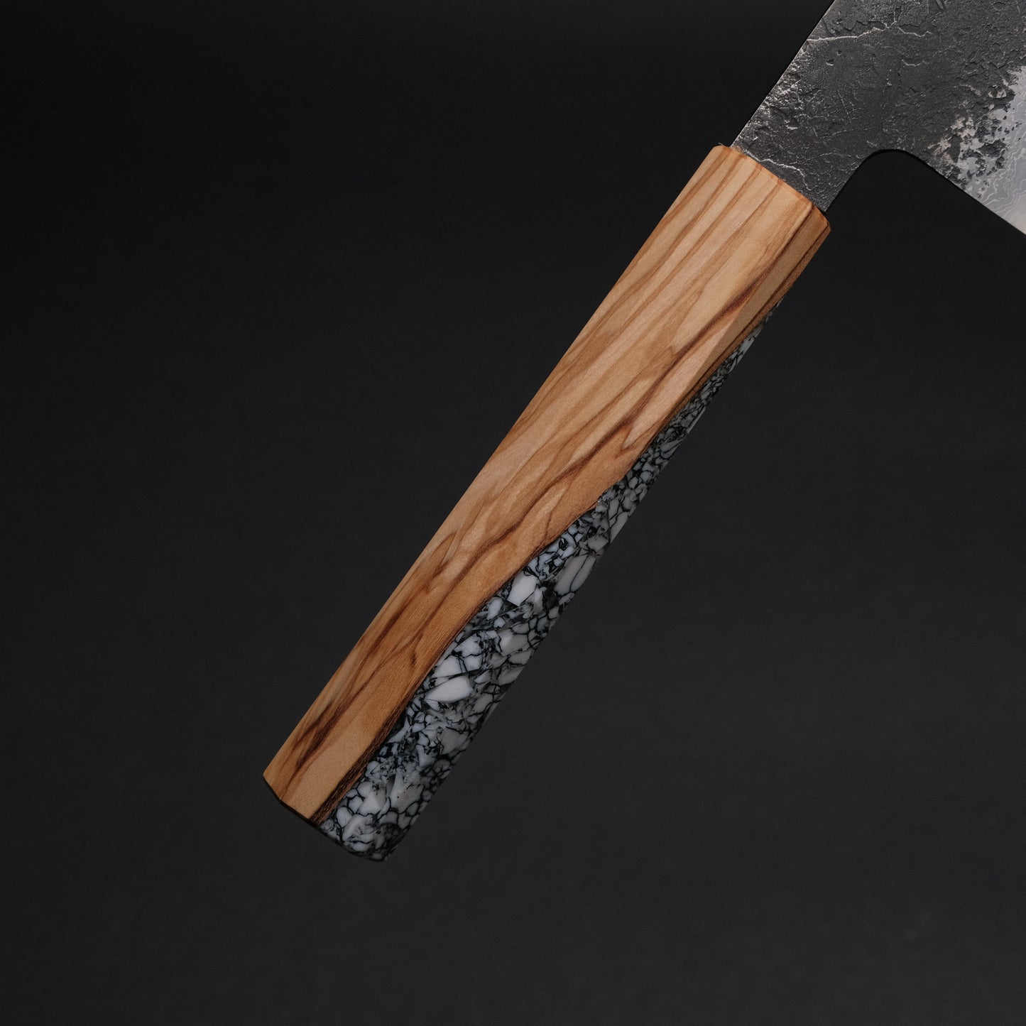 Ajikataya White #2 Nashiji Damascus Gyuto 210 Olive/ TQRV Handle (#45)
