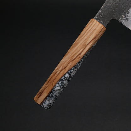 Ajikataya White #2 Nashiji Damascus Gyuto 210 Olive/ TQRV Handle (#45)