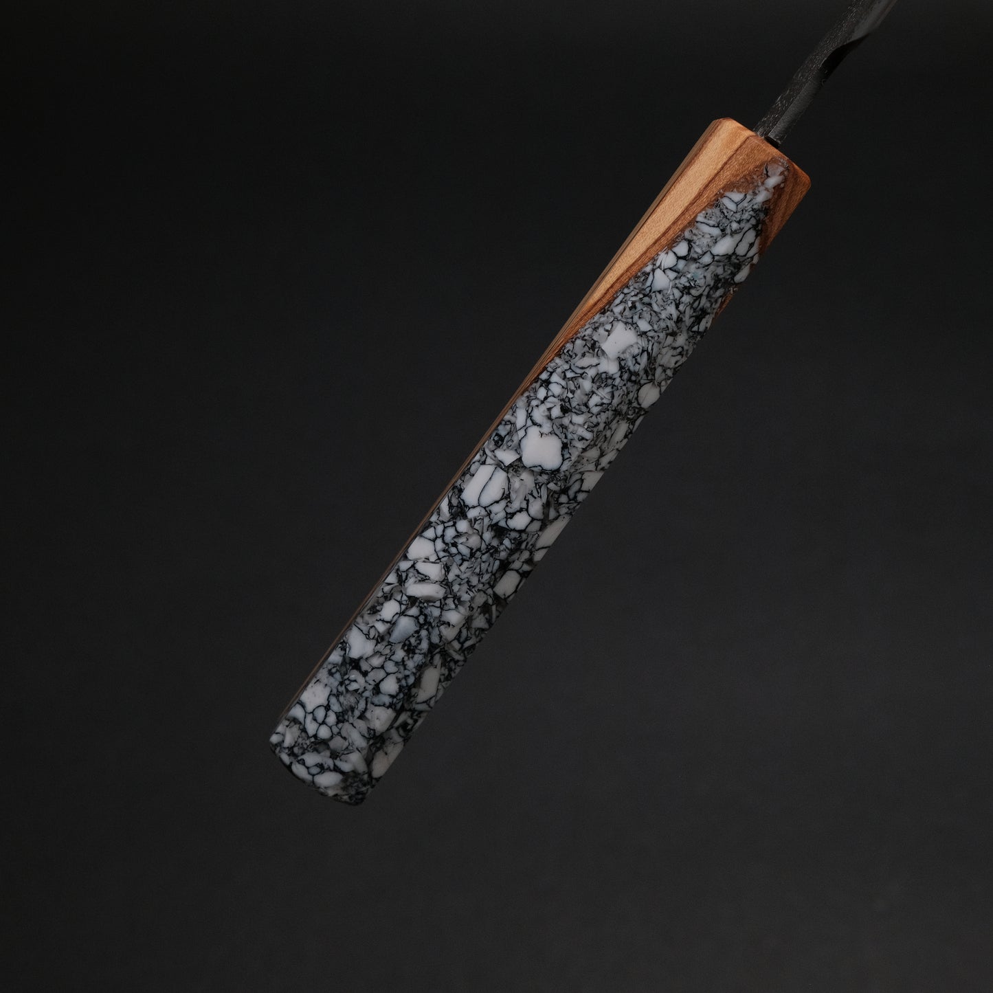 Ajikataya White #2 Nashiji Damascus Gyuto 210 Olive/ TQRV Handle (#45)