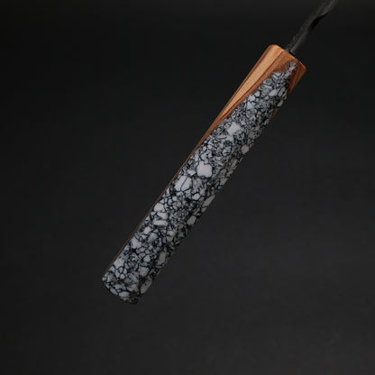 Ajikataya White #2 Nashiji Damascus Gyuto 210 Olive/ TQRV Handle (#45)