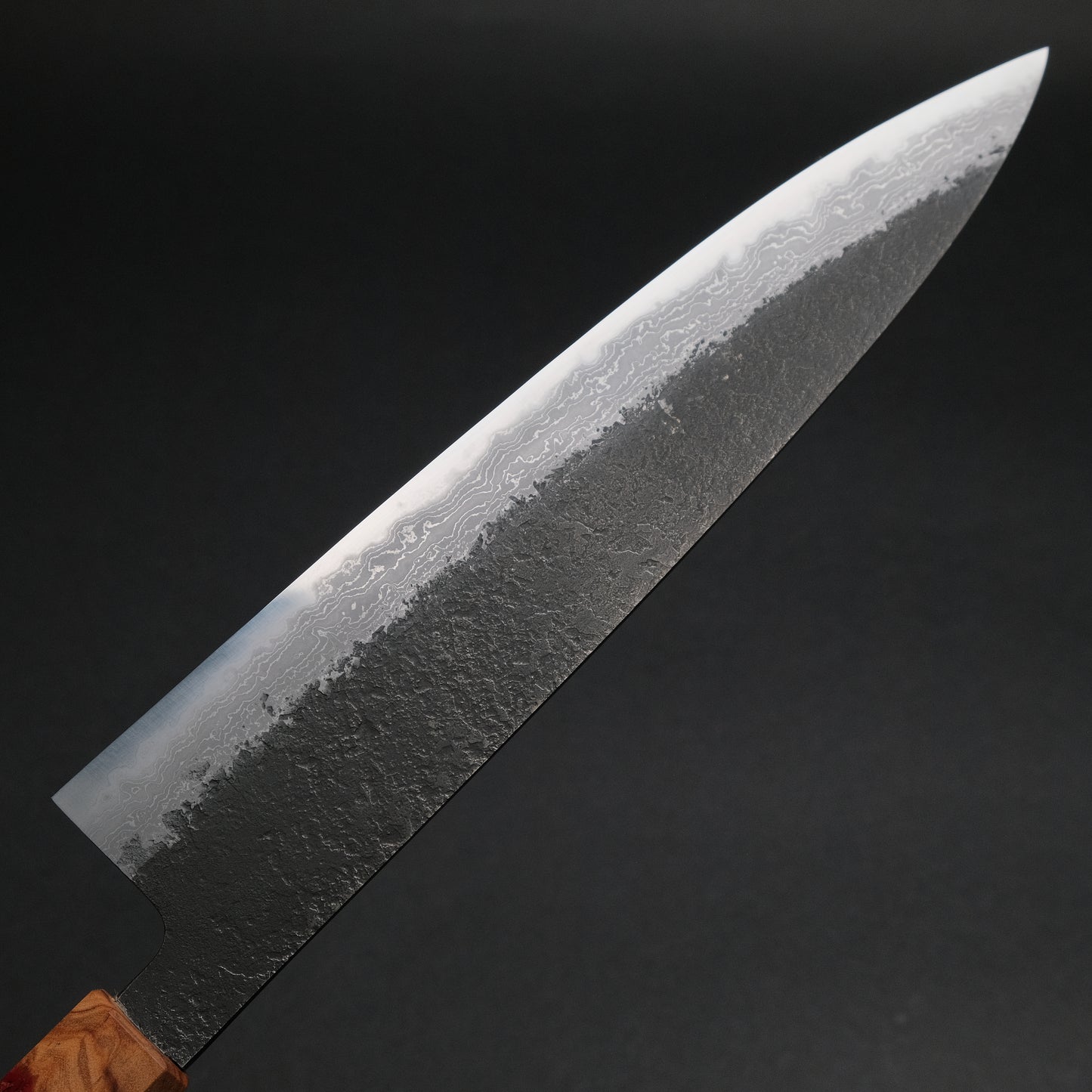 Ajikataya White #2 Nashiji Damascus Gyuto 240 Olive/ TQPRV Handle (#43)