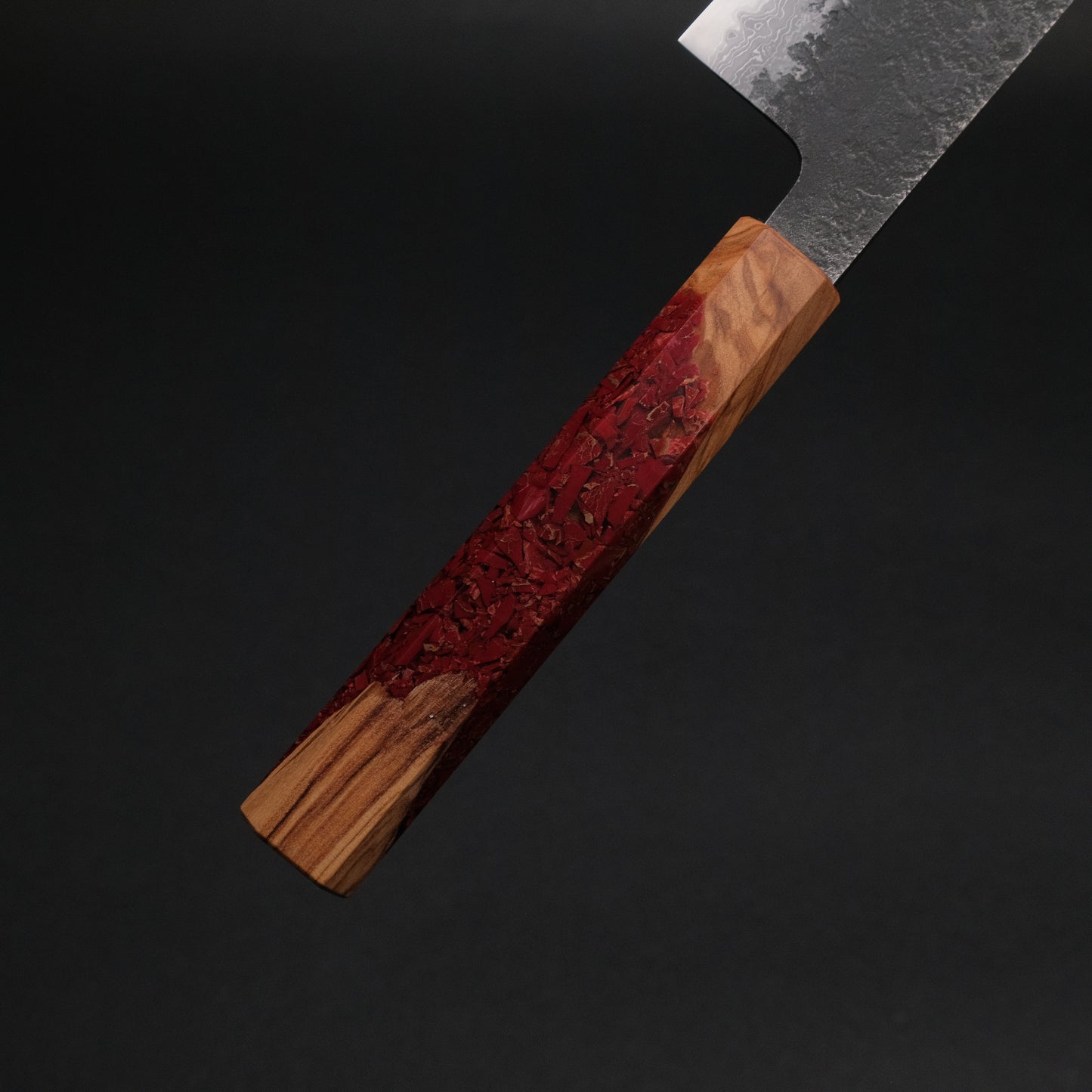 Ajikataya White #2 Nashiji Damascus Gyuto 240 Olive/ TQPRV Handle (#43)
