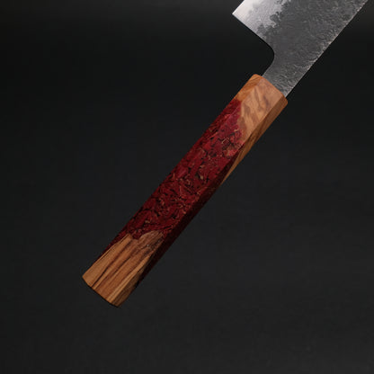 Ajikataya White #2 Nashiji Damascus Gyuto 240 Olive/ TQPRV Handle (#43)