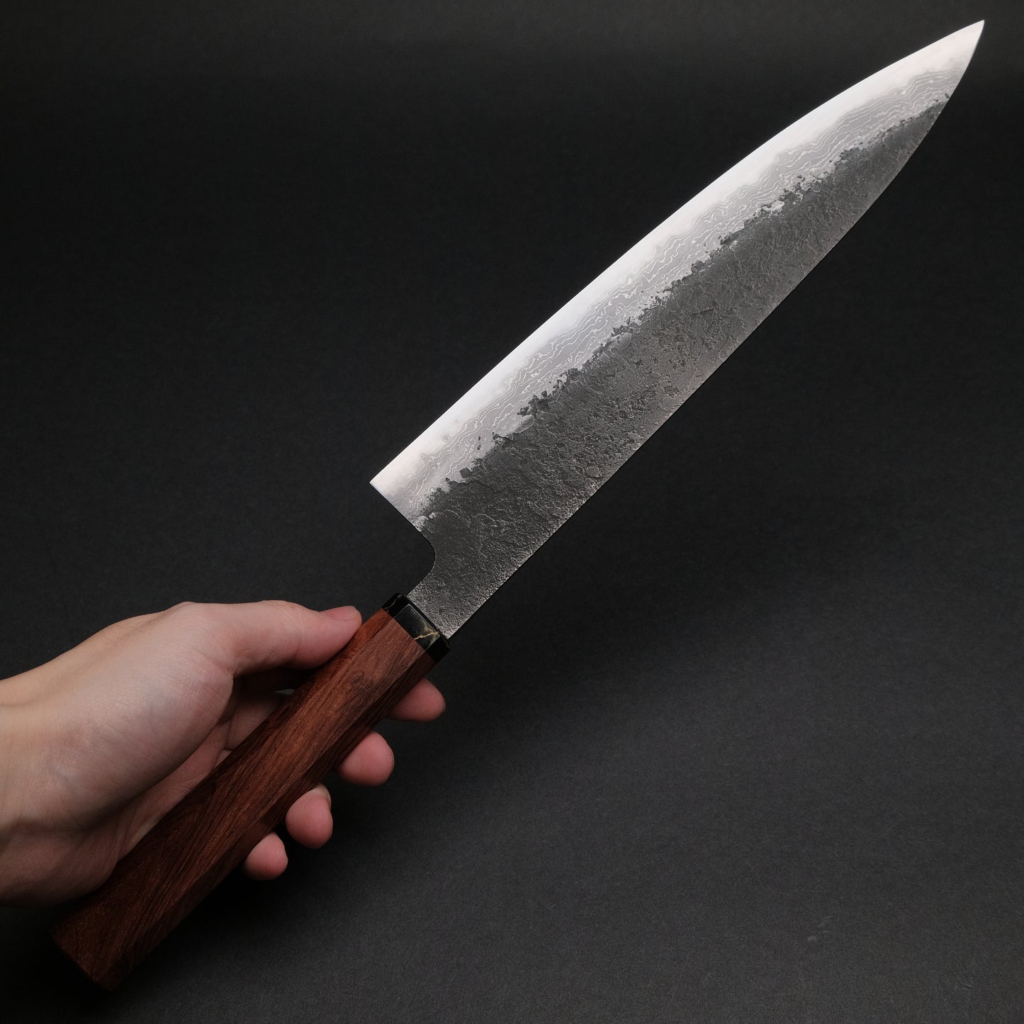Ajikataya White #2 Nashiji Damascus Gyuto 240 Rosewood x TQP Handle (#42)