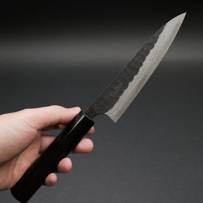 Akifusa Blue Super Steel Kurouchi Petty 135mm Ebony Handle