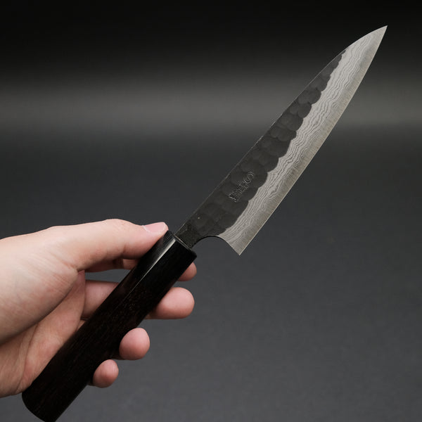 Akifusa Blue Super Steel Kurouchi Petty 135mm Ebony Handle