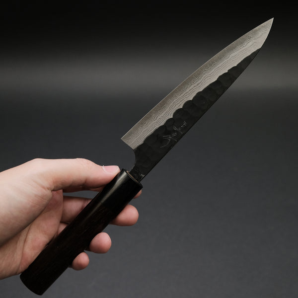 Akifusa Blue Super Steel Kurouchi Petty 135mm Ebony Handle