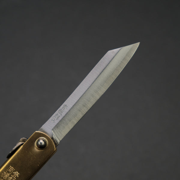 Higonokami Blue Steel Folding Knife  Brass Handle (Various Size)