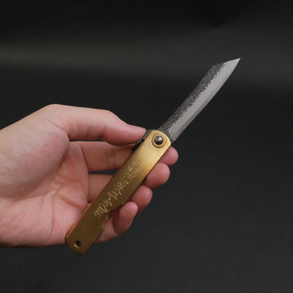 Higonokami Custom Folding Knife Large Brass Handle (#09K)
