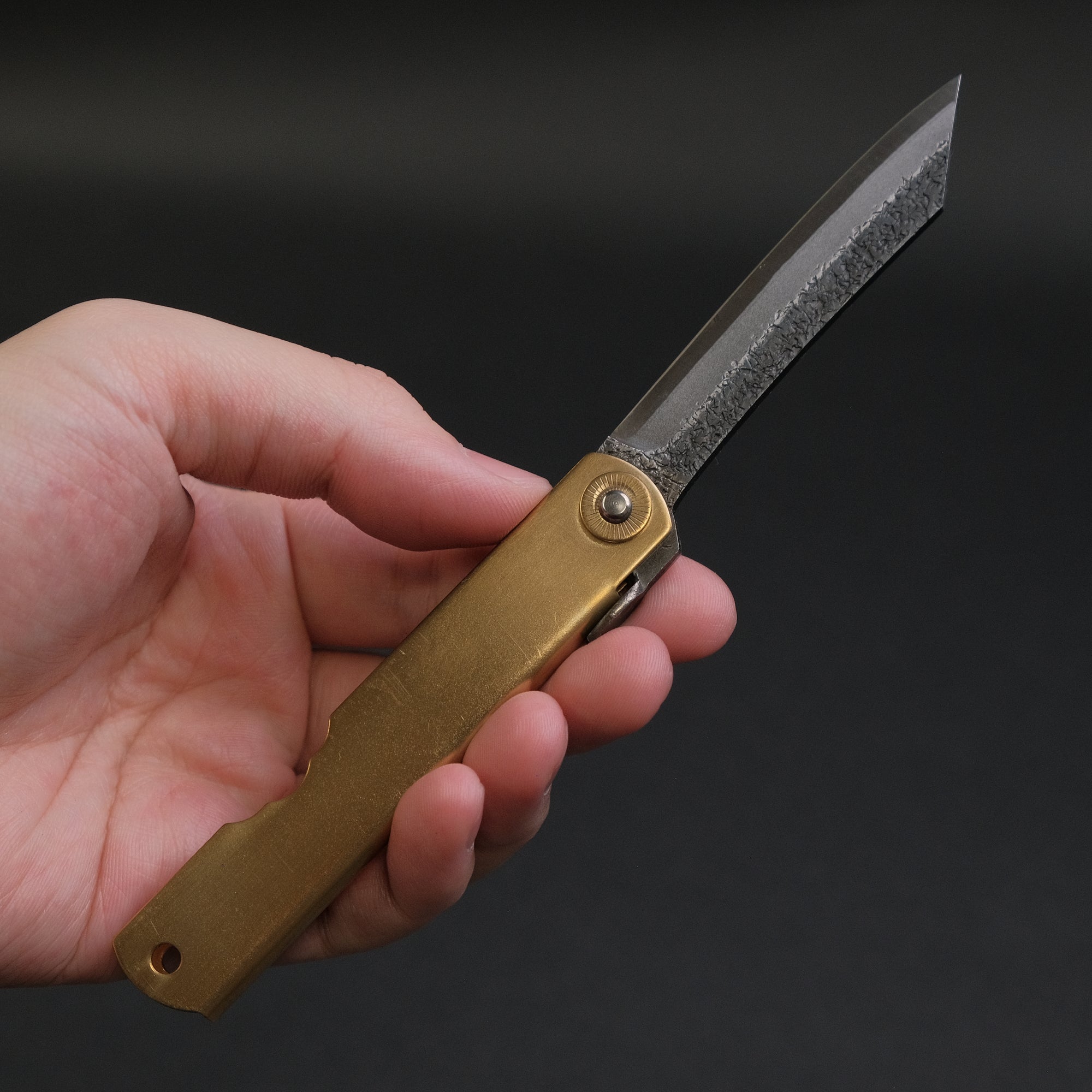 Higonokami Custom Folding Knife Large Brass Handle (