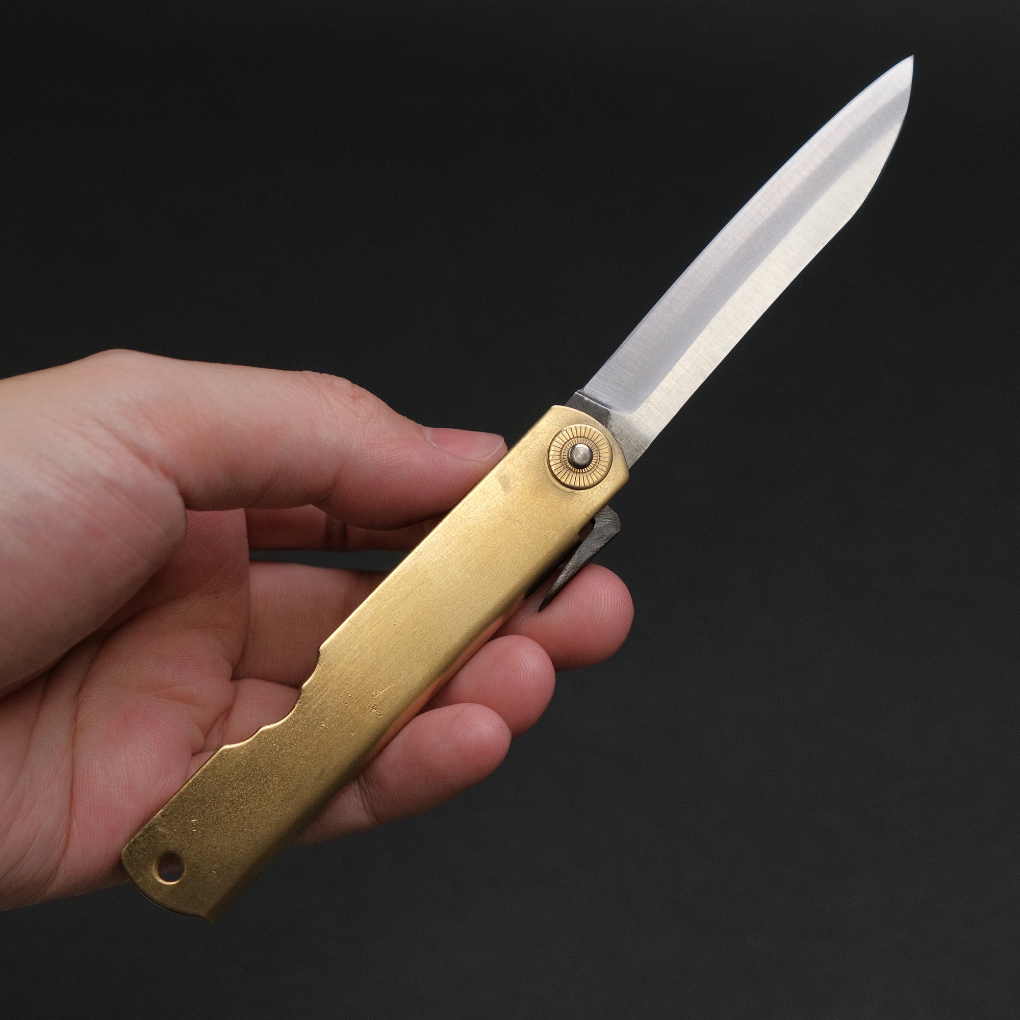 Higonokami Custom Folding Knife X Large Brass Handle (