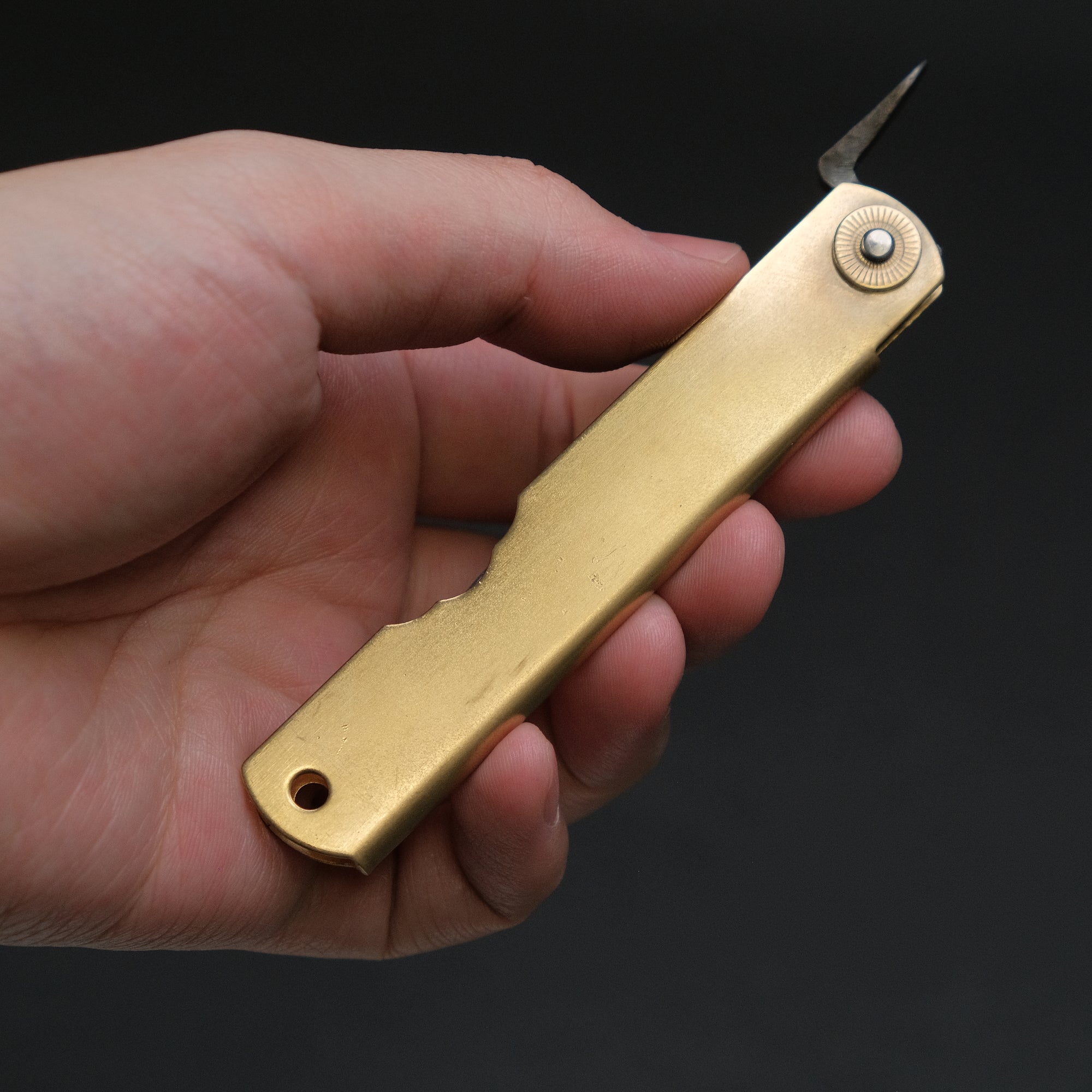 Higonokami Custom Folding Knife X Large Brass Handle (