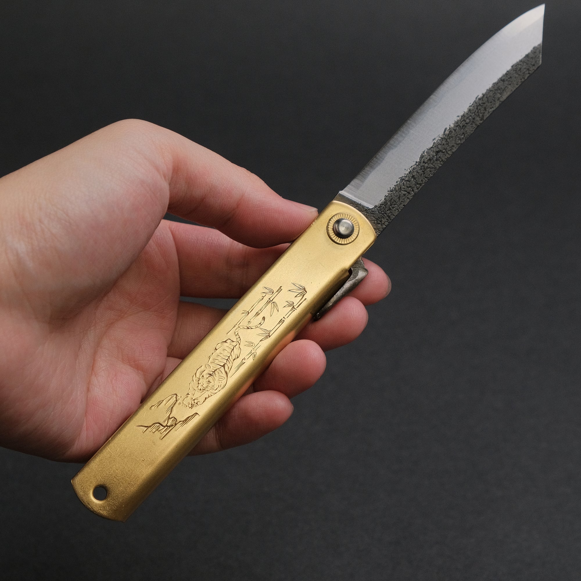 Higonokami Motosuke Folding Knife X Large Brass Handle (