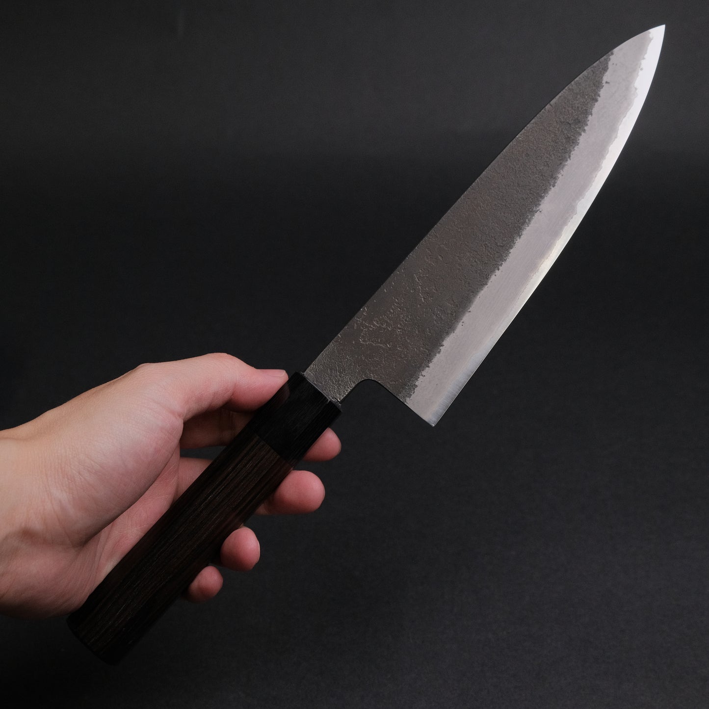 Mutsumi Blue Super Kurouchi Nashiji Gyuto 180mm Ebony Handle (Discounted) - C