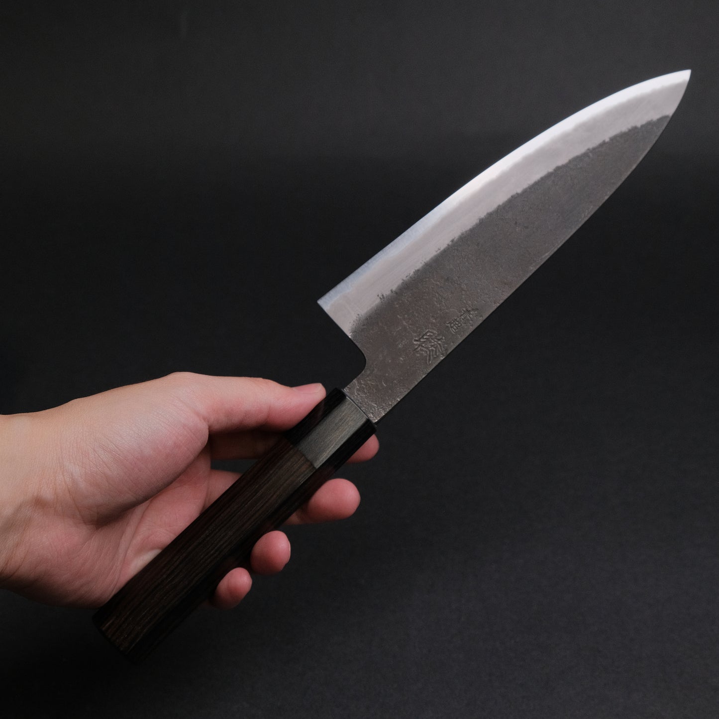 Mutsumi Blue Super Kurouchi Nashiji Gyuto 180mm Ebony Handle (Discounted) - C