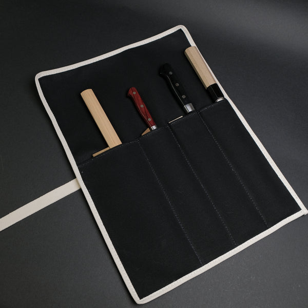 Hitohira 4 Pockets Canvas Knife Roll Black