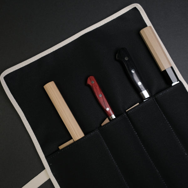 Hitohira 4 Pockets Canvas Knife Roll Black