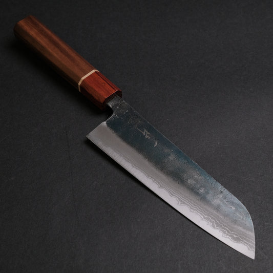 Hitohira Echizen NB White #2 Kurouchi Damascus Santoku 170mm Walnut Handle (Rengas Ferrule)