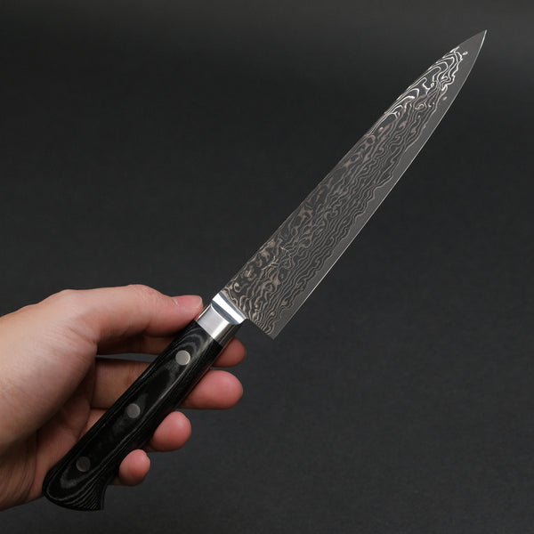 Hitohira FJ SG2 Nickel Damascus Black Petty 150mm Linen Micarta Handle