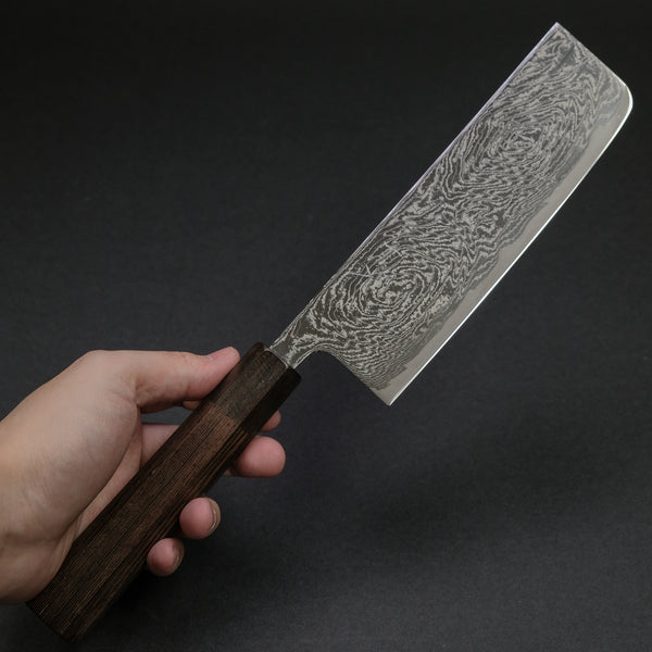 Hitohira Futana Nickel Damascus Nakiri 165mm Tagayasan Handle