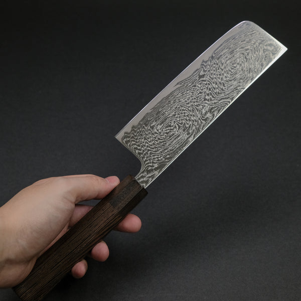 Hitohira Futana Nickel Damascus Nakiri 165mm Tagayasan Handle