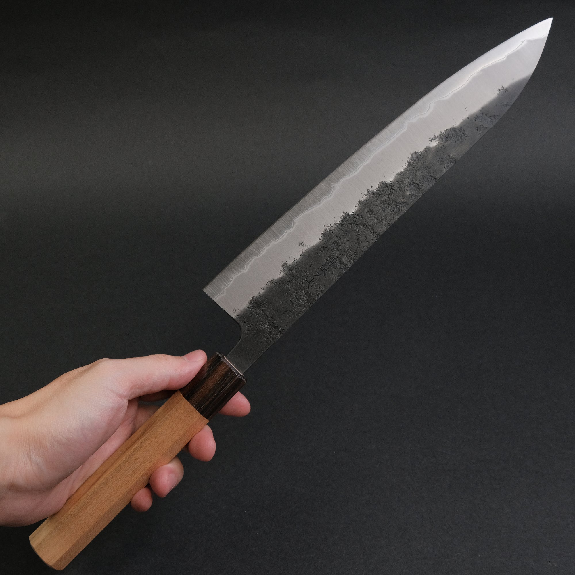 Hitohira Futana SB Kuro Nashiji Gyuto 240mm Cherry Wood Handle