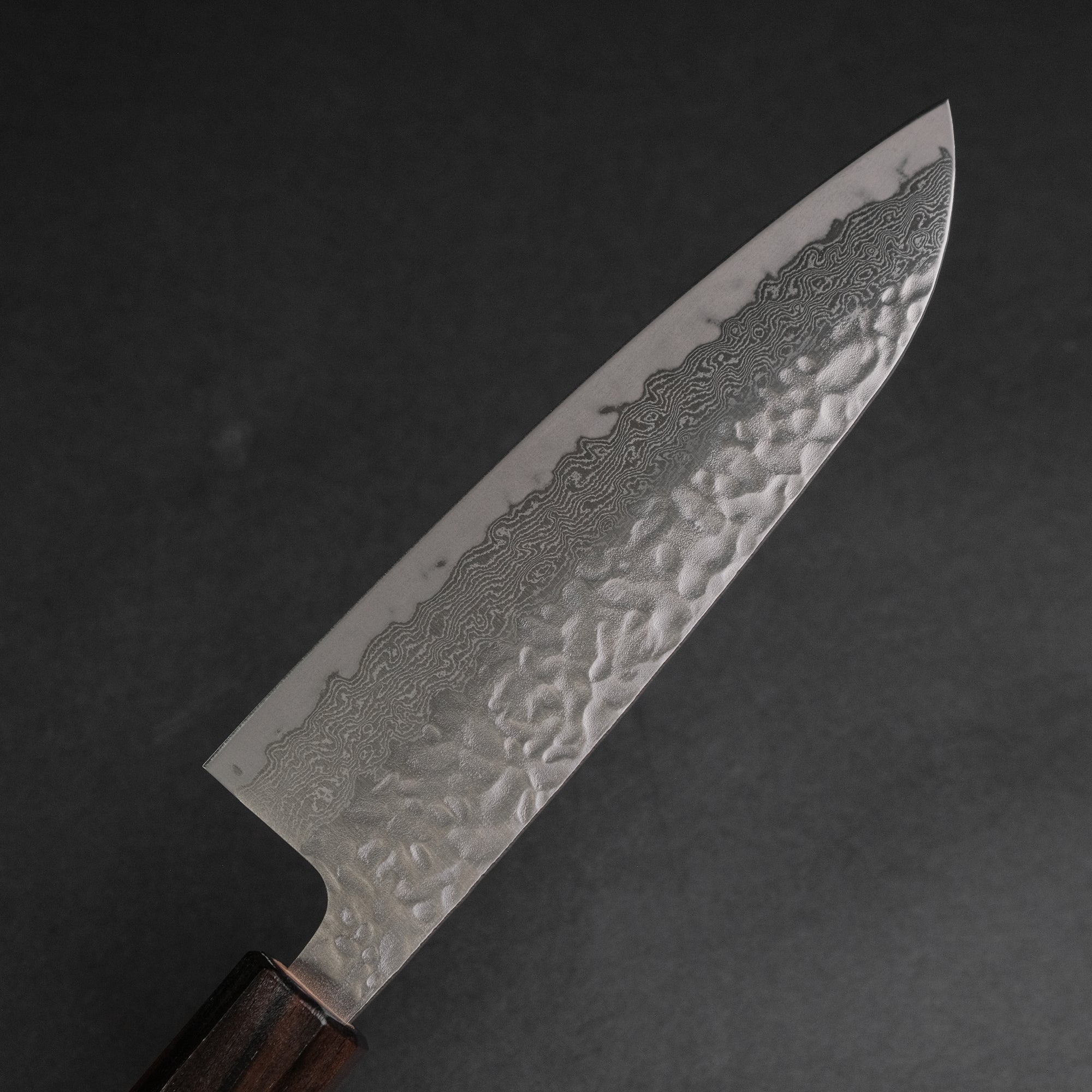 Hitohira Futana Stainless Tsuchime Damascus Santoku 170mm Cherry Wood Handle