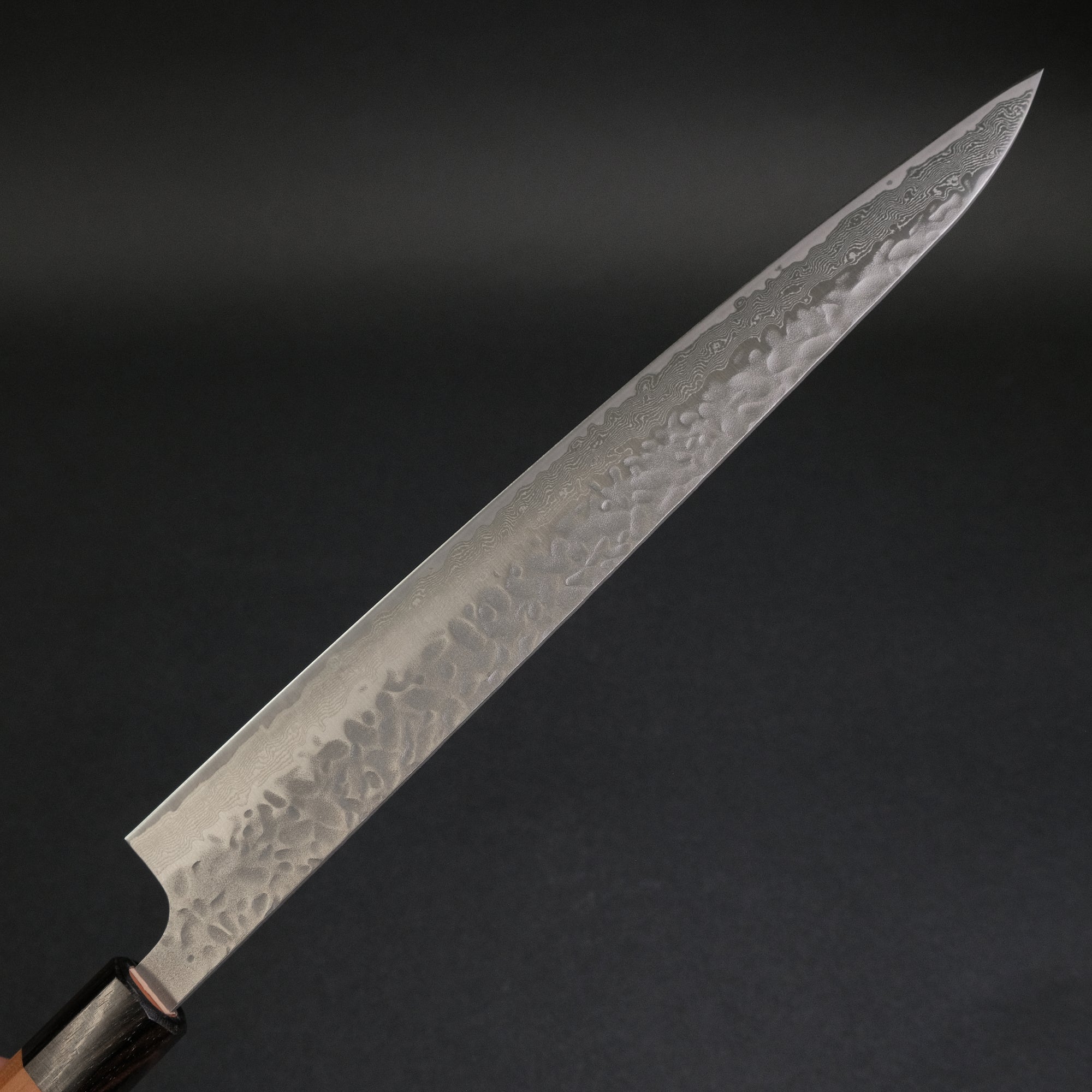 Hitohira Futana Stainless Tsuchime Damascus Sujihiki 270mm Cherry Wood Handle