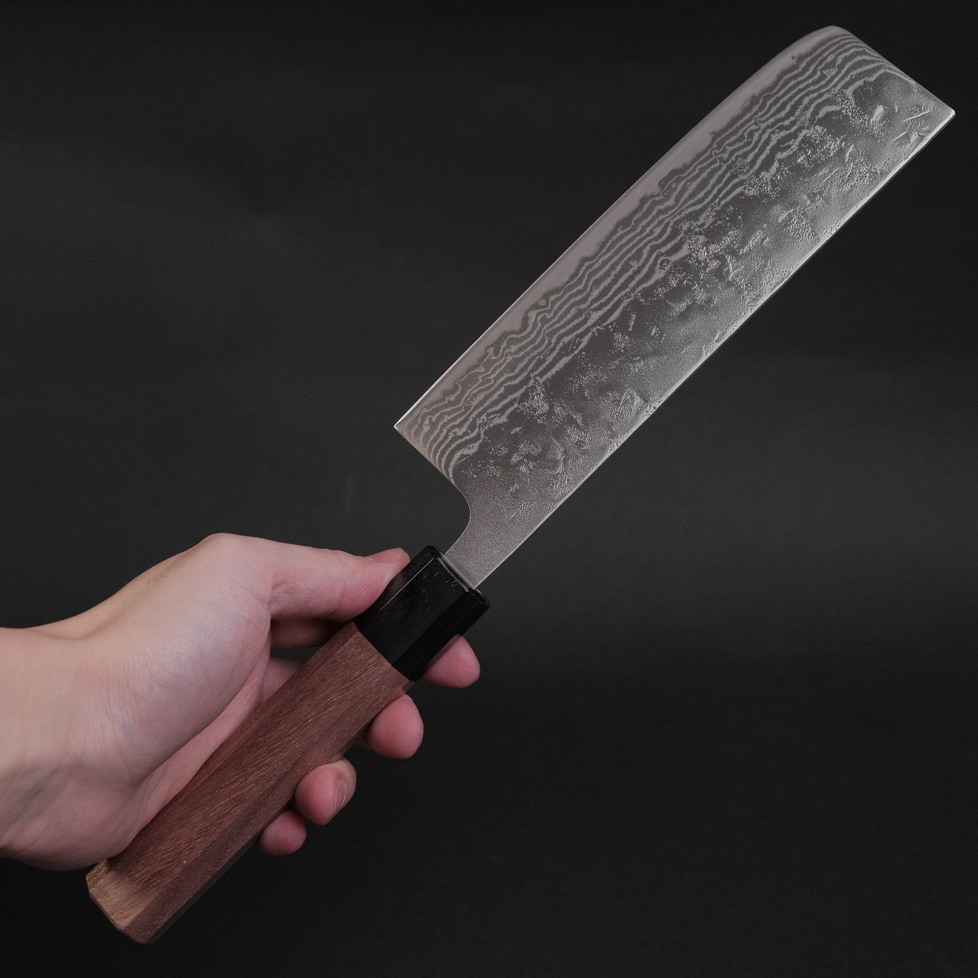 Hitohira Futana Swedish Stainless Nashiji Damascus Nakiri 165mm Walnut Handle