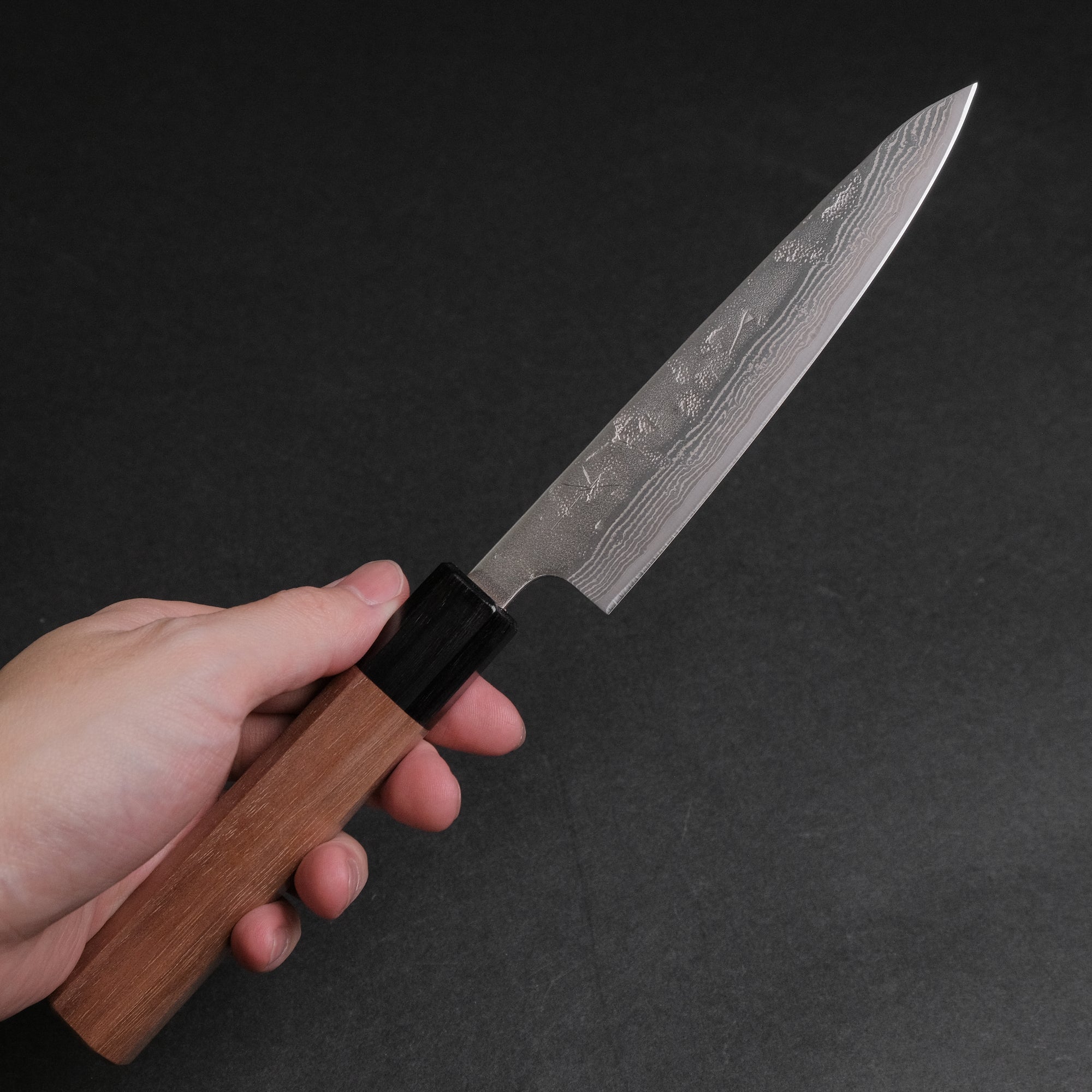 Hitohira Futana Swedish Stainless Nashiji Damascus Petty 135mm Walnut Handle