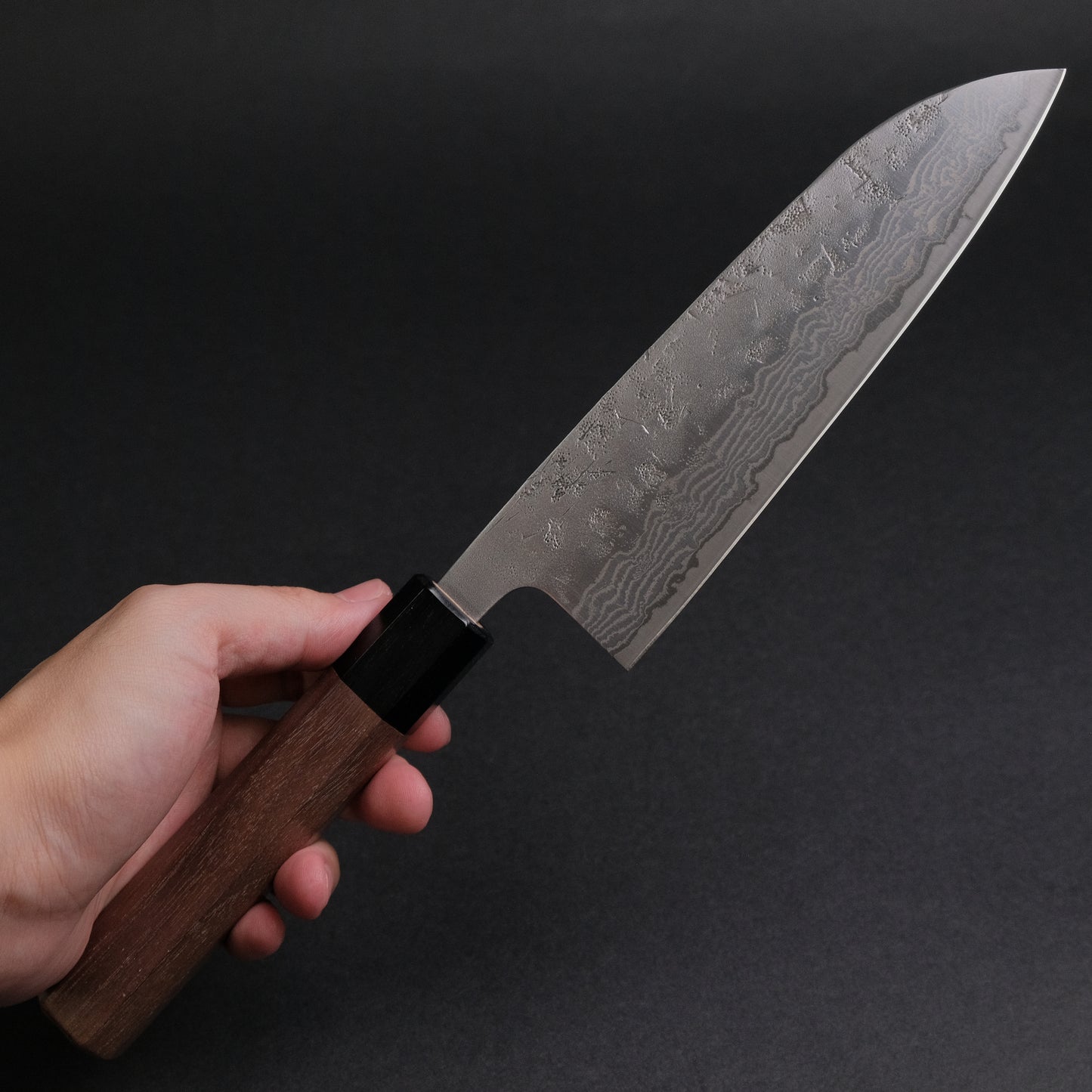 Hitohira Futana Swedish Stainless Nashiji Damascus Santoku 170mm Walnut Handle