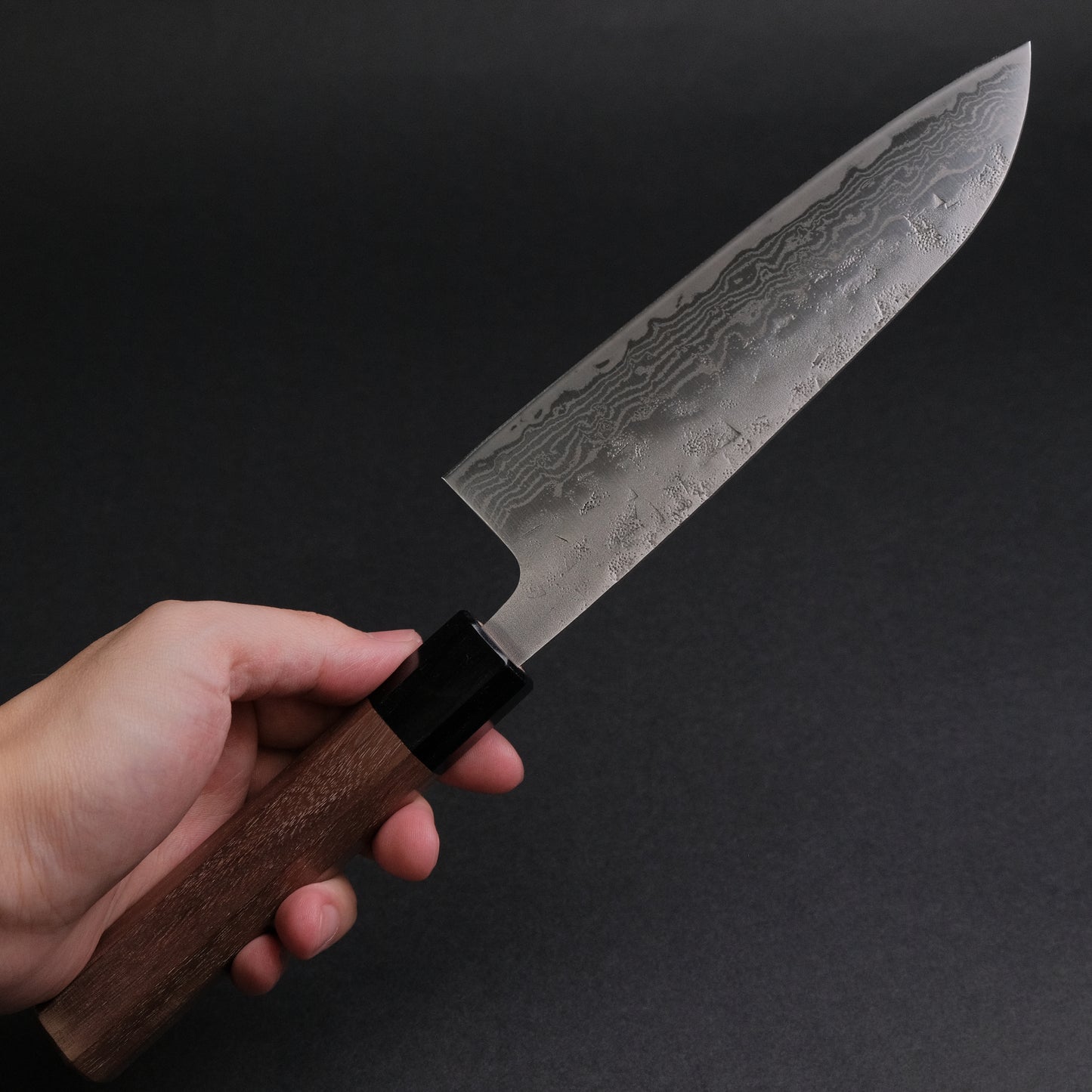 Hitohira Futana Swedish Stainless Nashiji Damascus Santoku 170mm Walnut Handle