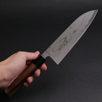 Hitohira GR Blue #2 Damascus Santoku 165mm Rosewood Handle