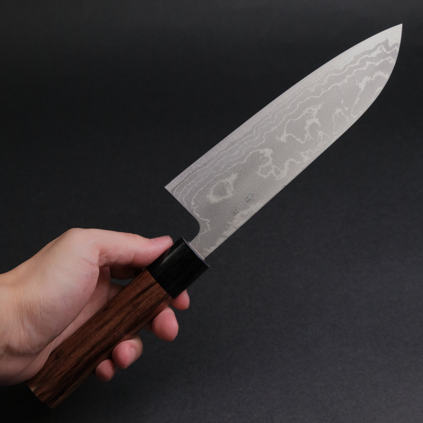 Hitohira GR Blue #2 Damascus Santoku 165mm Rosewood Handle