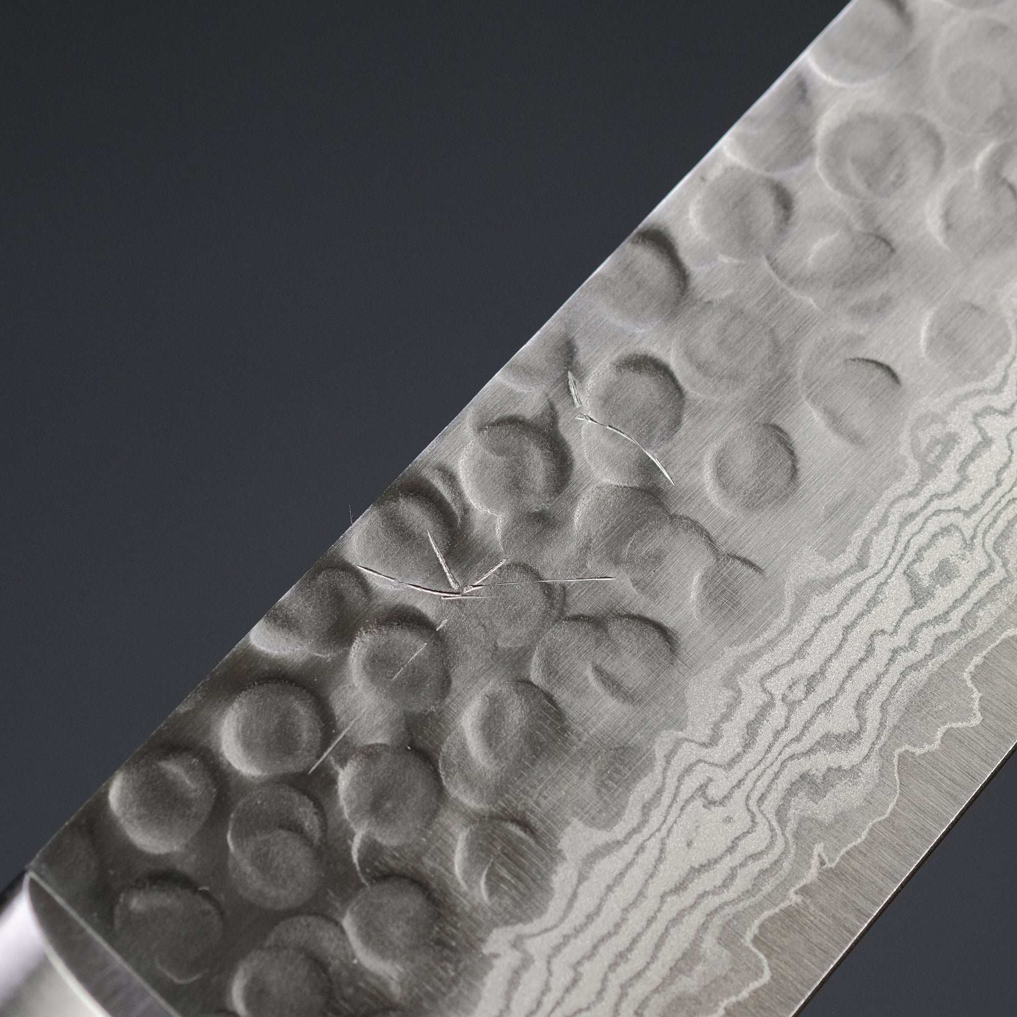 Hitohira HG Tsuchime Damascus Gyuto 210mm Imitation Mahogany Handle