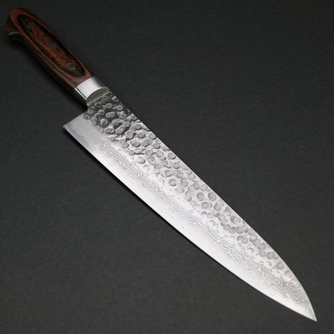Hitohira HG Tsuchime Damascus Gyuto 210mm Imitation Mahogany Handle
